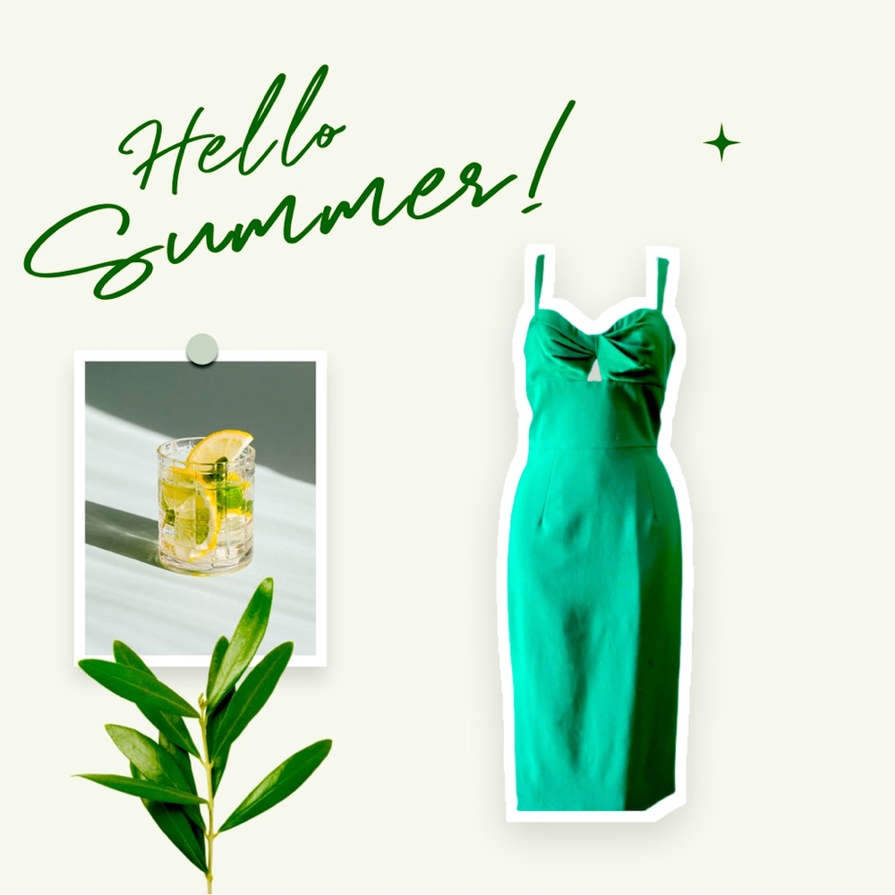 Flirty Elegance: Dress the Population Eve Midi Dress in Jade Green (M)